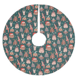 Hund jul Mönster Julgransmatta Borstad Polyester