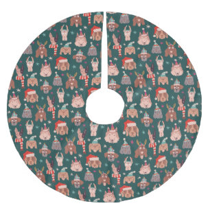 Hund jul Mönster Julgransmatta Borstad Polyester