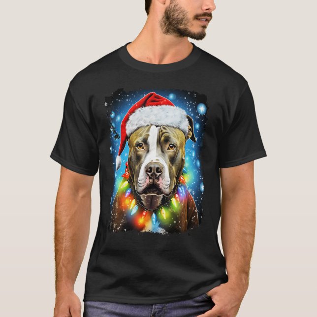 Hund Jul Pitbull T Shirt (Framsida)