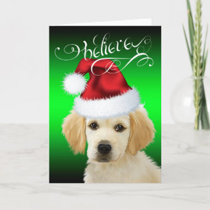 HUND jul  Tro Valpen Golden Santa Helgkort