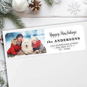 Hund Juldagens moderna Anpassningsbar Foto-Returad Returadress Etikett