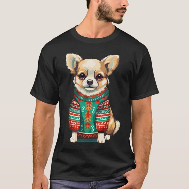 Hund-julen Mode Roligt T Shirt (Framsida)