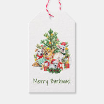 Hund Juletiketter - Merry Barkmas