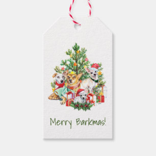 Hund Juletiketter - Merry Barkmas Presentetikett