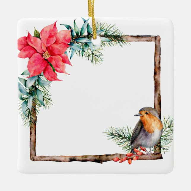 Hund Julfoto Julgransprydnad Keramik (Framsida)