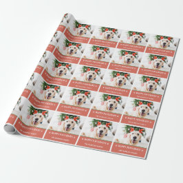 Hund julfoto Lycklig Pawlidays Presentpapper