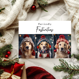 Hund Julfotomaket i päls-ändliga festivaler Julkort