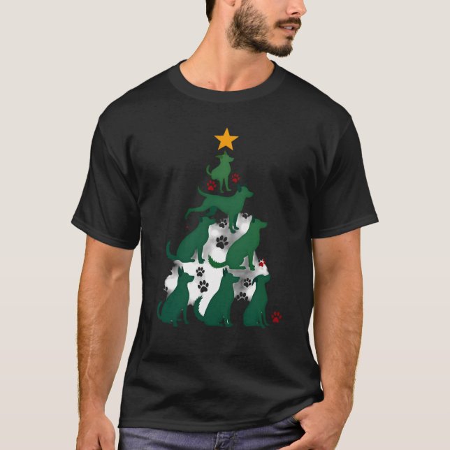 Hund Julgran T-shirt - Hund Jul (2) (Framsida)