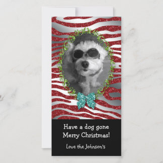 Hund julklappen Photo Ram Zebra Glitter Julkort