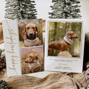 Hund-jullkort, fotokort för Helgdag Modern Guld Julkort