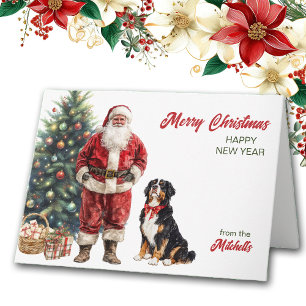 Hund jultomten och Bernese Mountain Helgkort