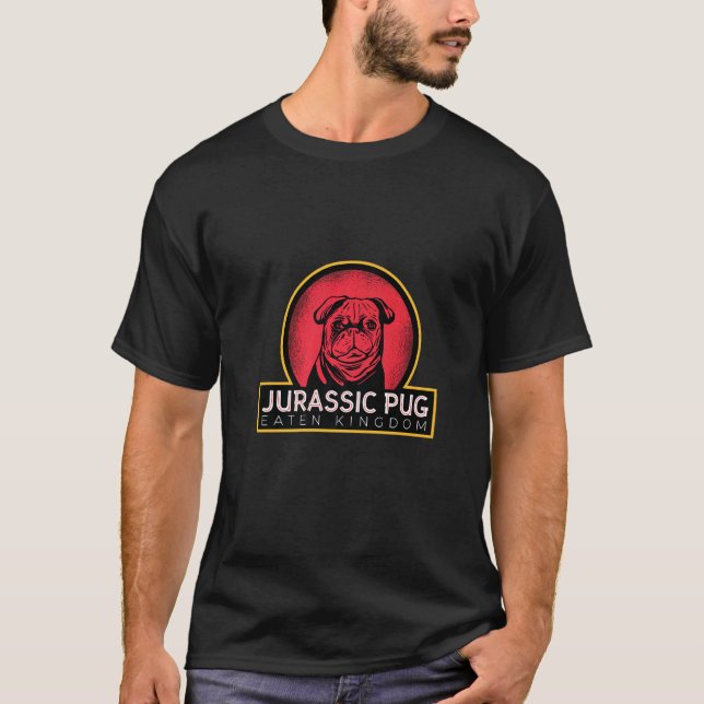 Hund  jurassisk pug ätit kungarike t shirt (Framsida)