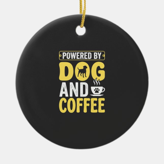 Hund Kaffe Älskare Driven Av Design Julgransprydnad Keramik (Framsidan)
