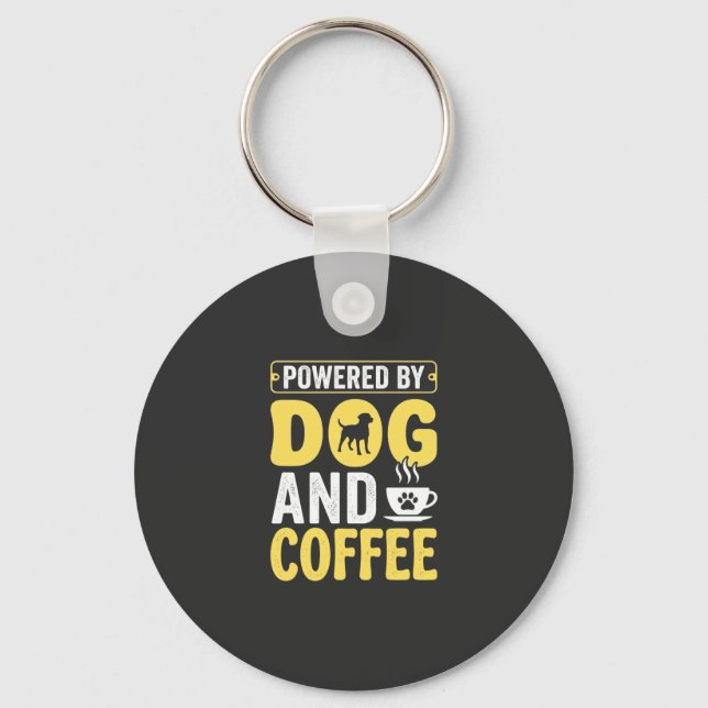 Hund Kaffe Älskare Driven Av Design Nyckelring (Framsida)