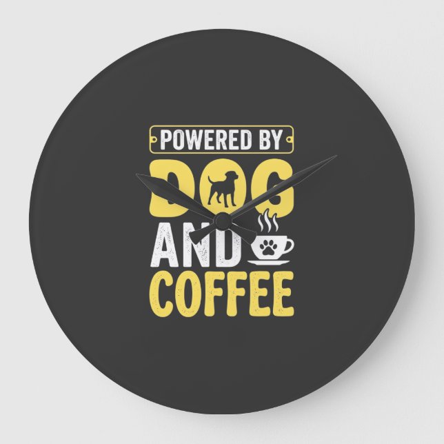 Hund Kaffe Älskare Driven Av Design Stor Klocka (Framsida)