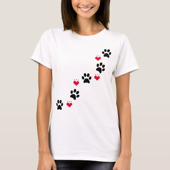Hund Kärlek Heart T Shirt (Framsida)