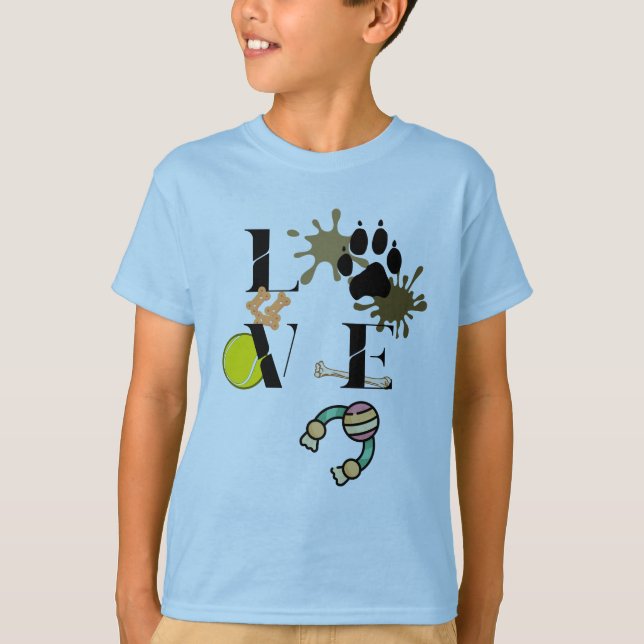 "Hund Kärlek" Pojks T Shirt (Framsida)