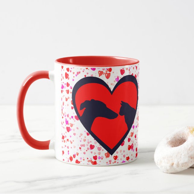Hund & Kat Valentine Mugg (Med munk)