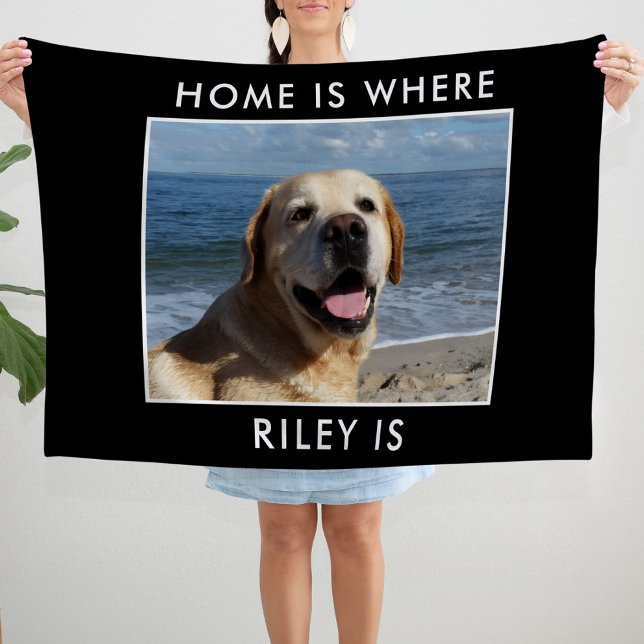 Hund Katt Hem Är Där Sällskapsdjur Foto Fleecefilt (Dog Cat Home Is Where Pet Photo Fleece Blanket)