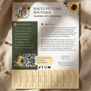 Hund Katt Husdjur Grooming Solros Avrivningsbleck Reklamblad