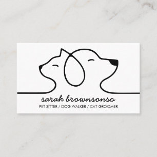 Hund Katt Husdjur Linje konst Logotyp veterinär Visitkort