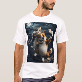 Hund, katt och själfie. t shirt