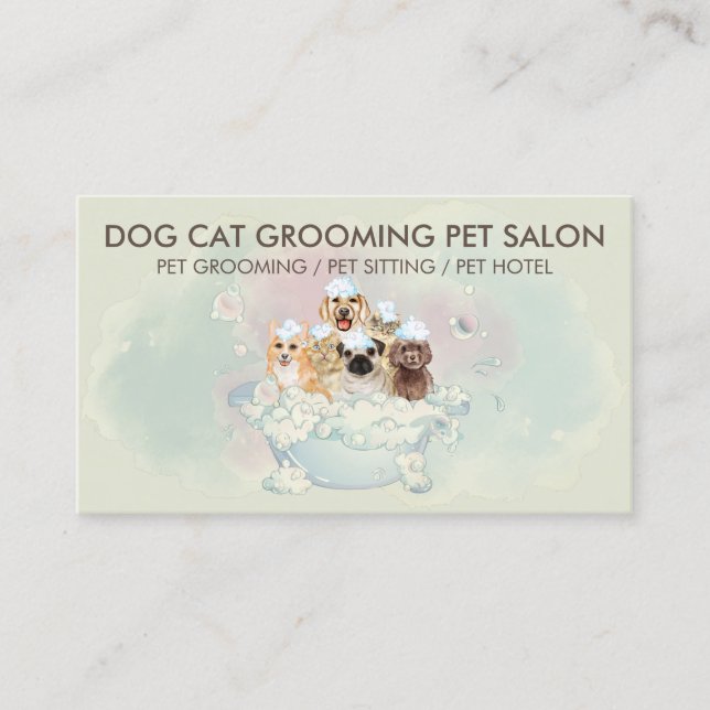 Hund Katt Skön Schampo Grooming Visitkort (Framsida)