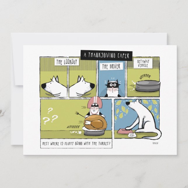 Hund Katt Thanksgiving Kupp Julkort (Framsida)