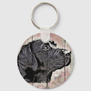 Hund Keychain Pastel Wood Labrador Head Nyckelring