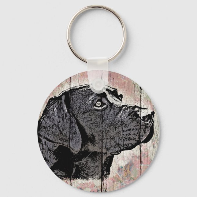 Hund Keychain Pastel Wood Labrador Head Nyckelring (Framsida)