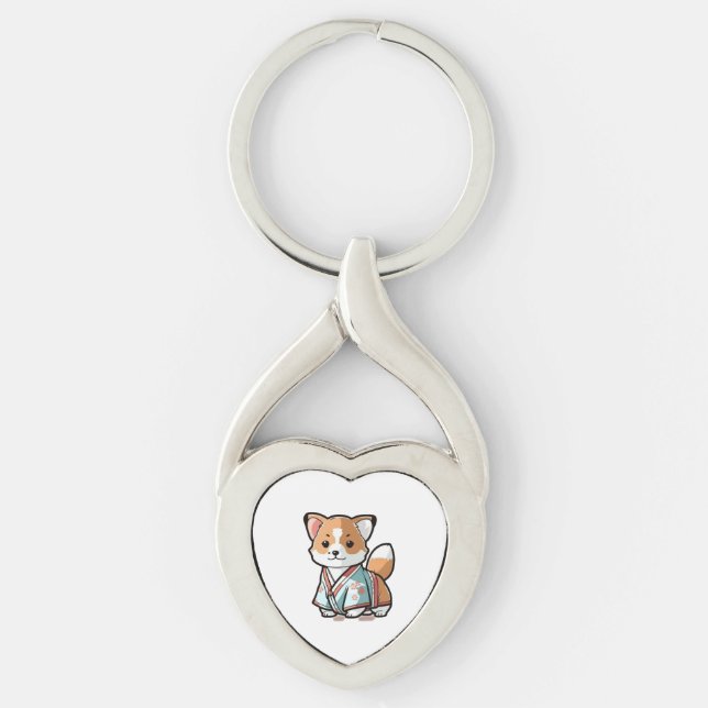 hund kimo twisted heart silverfärgad nyckelring (Framsidan)
