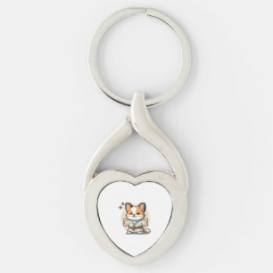 Hund kimo twisted heart silverfärgad nyckelring