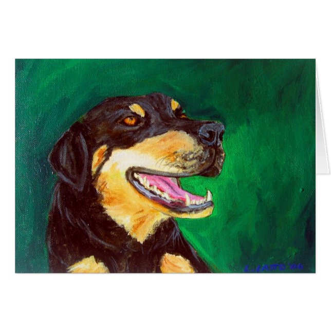 Hund-kort för grönt hälsningskort (Framsidan Horizontal)