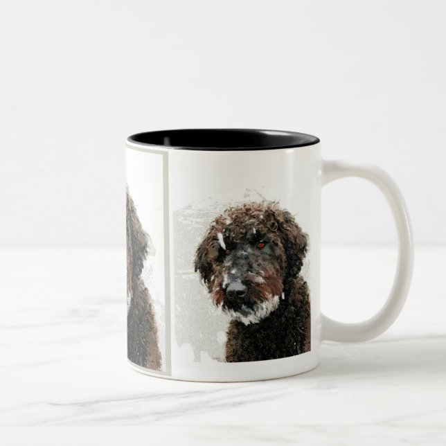 Hund: labradoodlemålning Två-Tonad mugg (Höger)