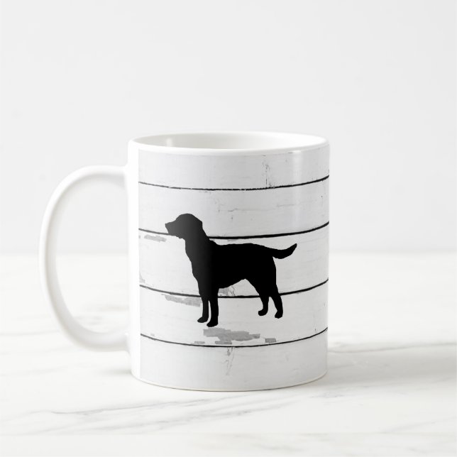 Hund Labrador Rustic Shiplap Kaffemugg (Vänster)