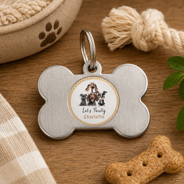 Hund Låt oss Festa Födelsedag ID-bricka Husdjur (Dog Let's Pawty Birthday Pet ID Tag)