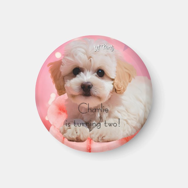 Hund Låt oss festa födelsedag  Magnet (Framsidan)