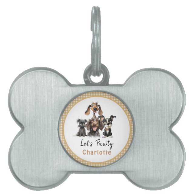 Hund Låt oss Pawty Birthday ID-bricka Husdjur (Framsidan)