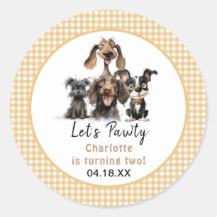 Hund Låt oss Pawty Birthday Runt Klistermärke