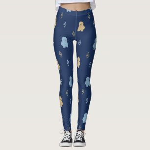 Hund Lhasa Apso mönster blå bakgrund Leggings
