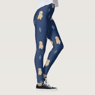 Hund Lhasa Apso mönster blå bakgrund Leggings