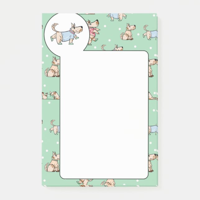 Hund Life Grönt Hund Mönster Post-it Block (Framsida)