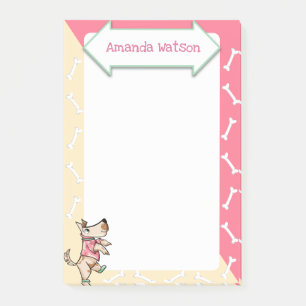 Hund Life Gult Rosa Hund Bones Post-it Block