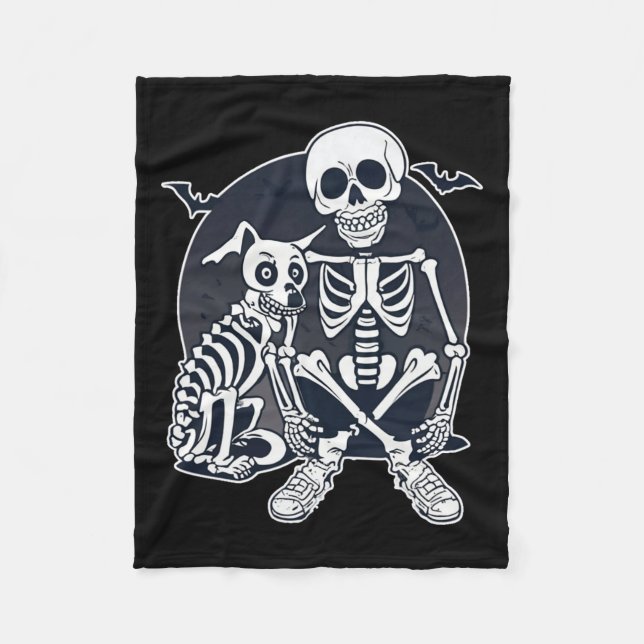 Hund like Bones Halloween Skeleton Costume Fleecefilt (Framsidan)