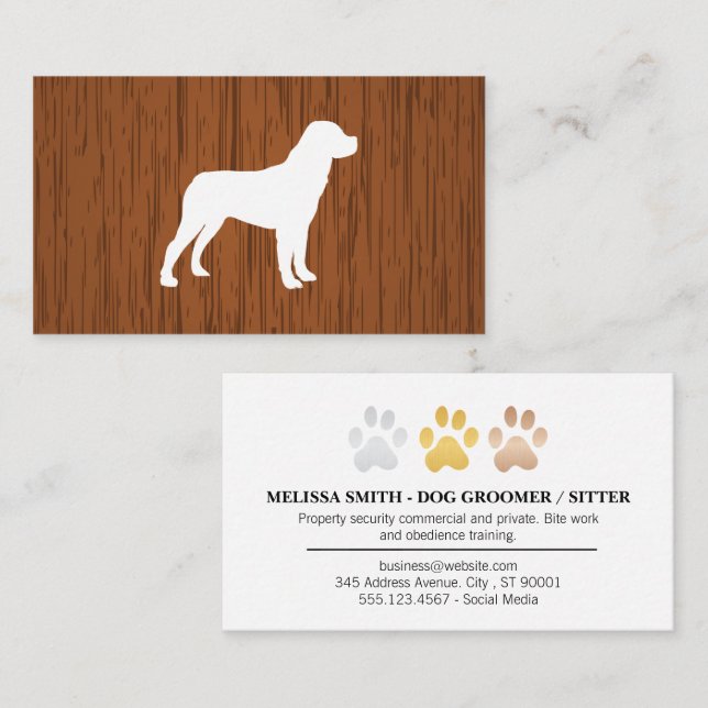 Hund Logotyp | Wood Struktur Visitkort (Fram/baksida)