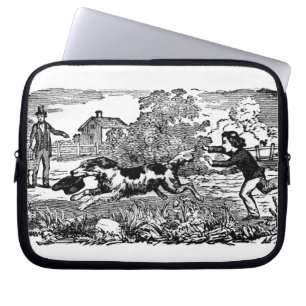 Hund löpande antikt husdjur konst viktoriansk illu laptop sleeve