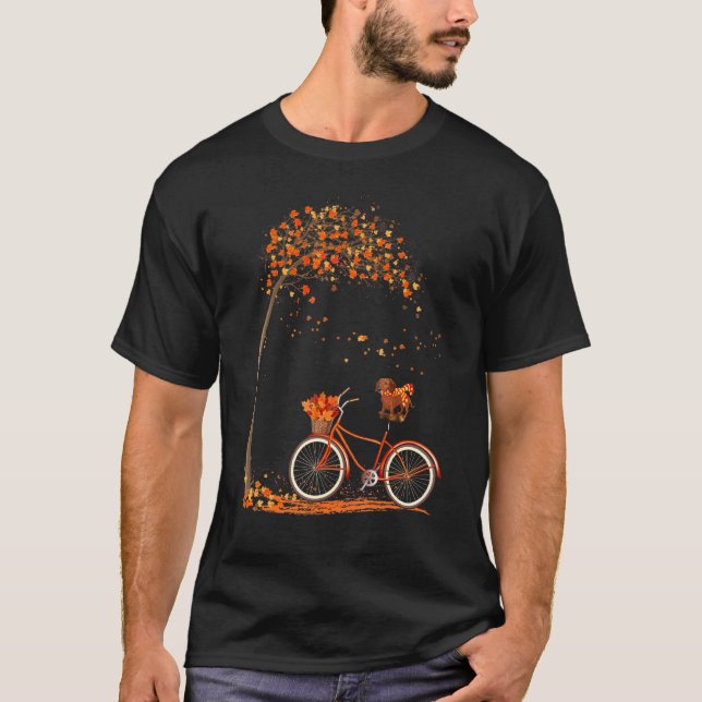 Hund Löv höstcykling Dachshund T Shirt (Framsida)