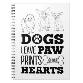Hund Löv Tass avtryck på ditt hjärta Cute Puppy Sk Anteckningsbok