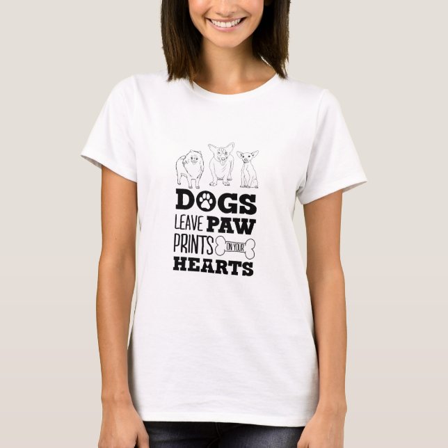 Hund Löv Tass avtryck på ditt hjärta Cute Puppy Sk T Shirt (Framsida)