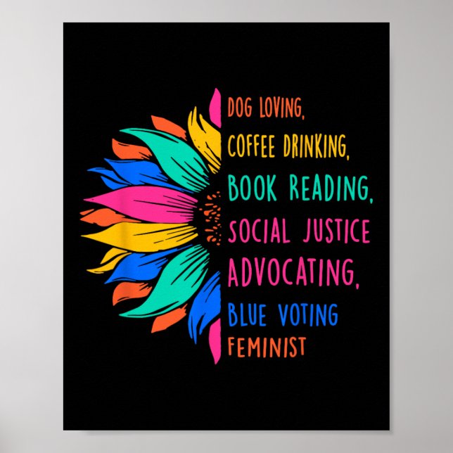 Hund Loving Coffee Drinking Bok Reading Social Jus Poster (Framsidan)